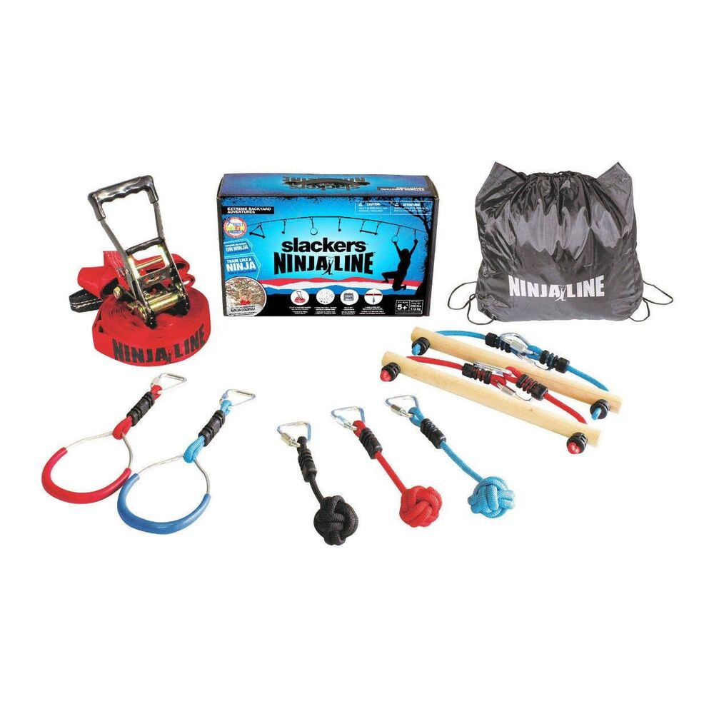 Slackers NinjaLine 36' Intro Kit – Backyard Ninja Warrior Obstacle Course with 7